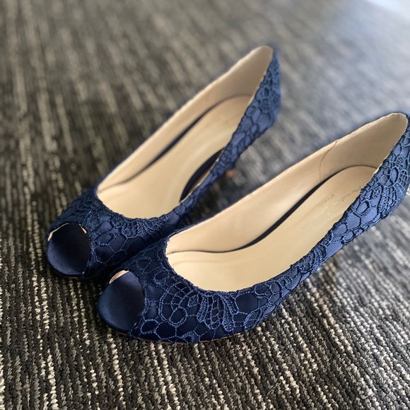 PARADOX LONDON Blue Peep Toe Low Heels. Size 6.5 - Picture 3 of 8